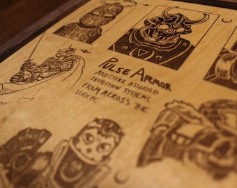 Wood Engraved Red Rising Graphic - Pulse Armor