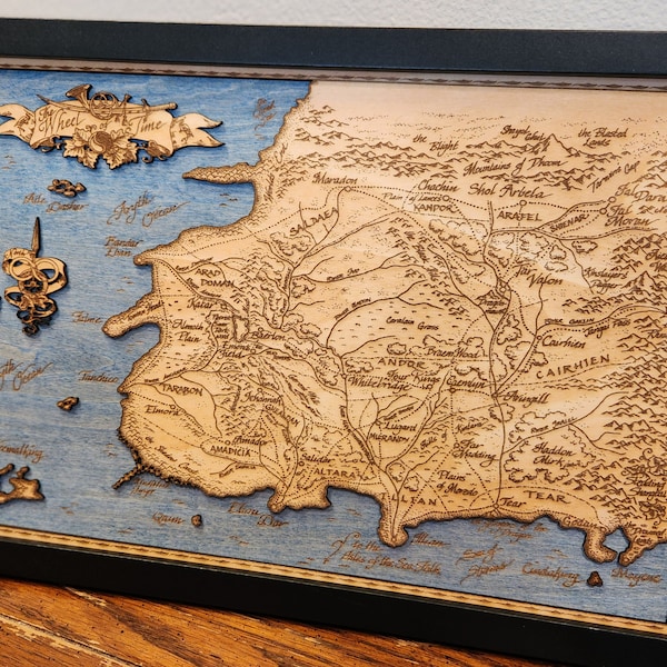 3D Wood Engraved Wheel of Time Map Wot