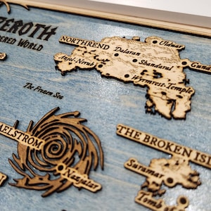 3D Wood Engraved Azeroth Map The Sundered World Map World of Warcraft Map WoW Map