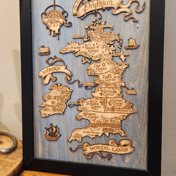 3D Wood Engraved Prythian Map ACOTAR Map