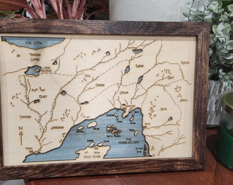 3D Wood Engraved Map from Circle of Magic Map Emelan Map