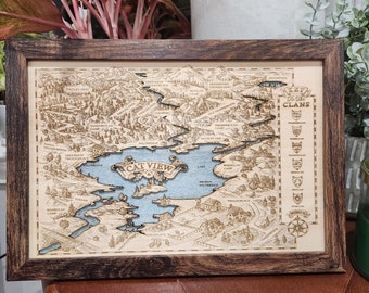 3D Wood Engraved Warrior Cat Map Warriors Map Lake Area