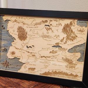 3D Wood Engraved Fillory Map Magicians Map