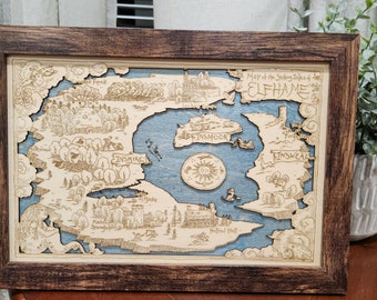 3D Wood Engraved Cruel Prince Map Elfhame Map