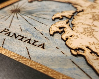 3D Wood Engraved Map of Pantala Wings of Fire Map