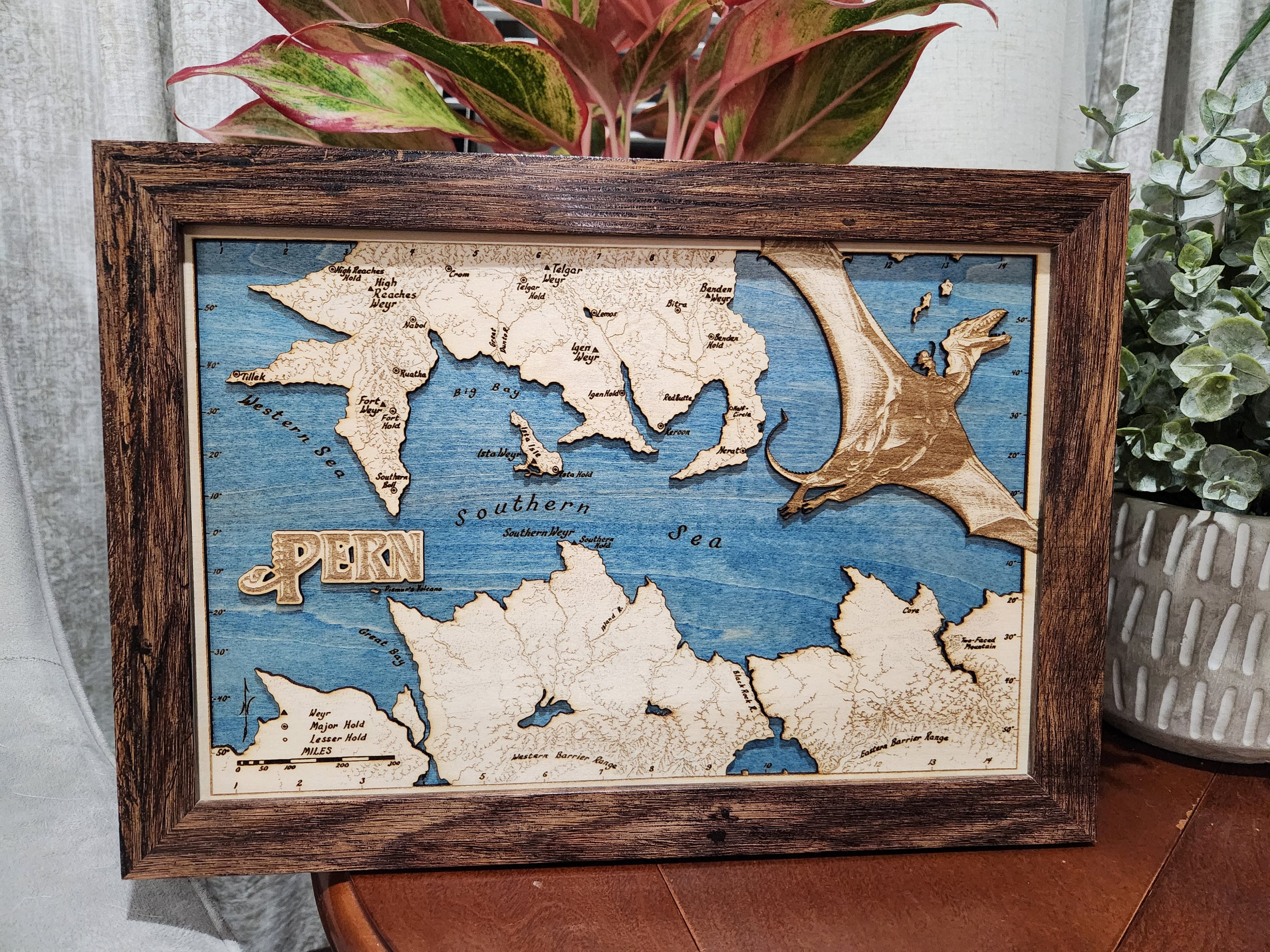 3D Wood Engraved Map of Pern