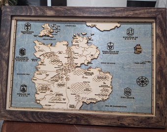 3D Wood Engraved Map from Priory of the Orange Tree