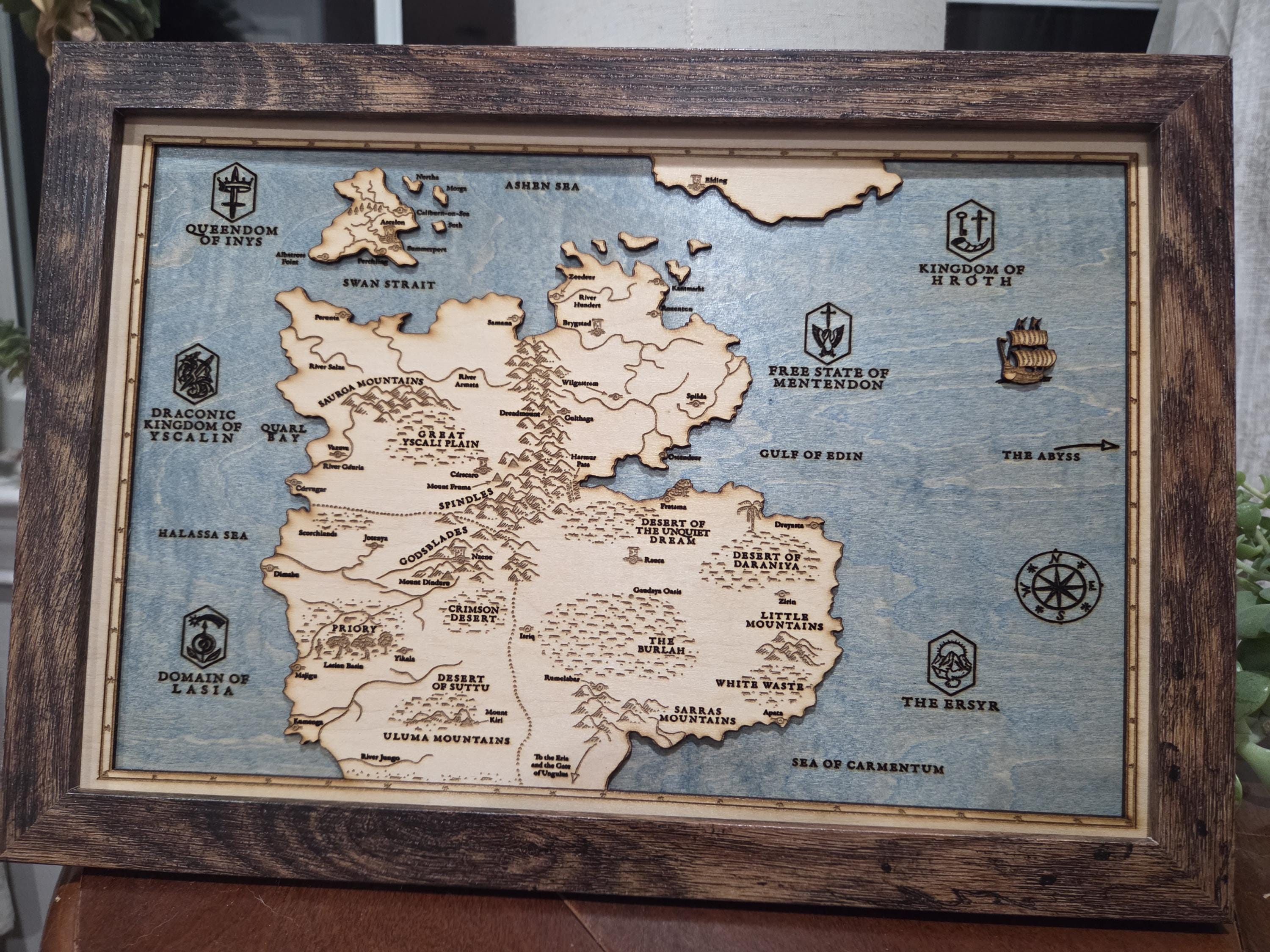3D Wood Engraved Map From Priory of the Orange Tree - Etsy