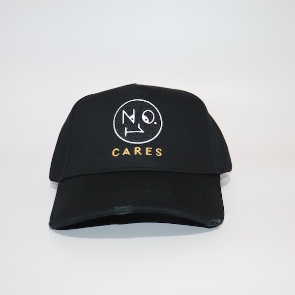 No one cares black designer baseball cap hat collection No 1 cares | new era dsquared trapstar london Chrome distressed REPRESENT von Dutch