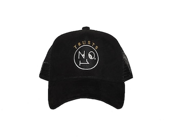 Trust No 1 No 1 Number 1 Black Mesh Trucker Cap: London Streetwear
