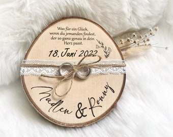 Wedding ring holder, ring bearer pillow, personalized for wedding rings, wedding rings, wooden disk, wedding ceremony, marriage, couple