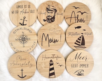 Coasters Martitim Anchor Sea Lighthouse Sailor Ahoy Moin Decoration Table Baltic Sea North Sea Gift Friends Inauguration Move