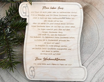 Post vom Weihnachtsmann Weihnachtskarte Holz Weihnachten Brief Postkarte Kinder Jungen Mädchen personalisiert Glaube an den Weihnachtsmann