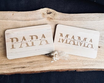 Geschenk für Papa Mama Weihnachtsgeschenk Vatertag Muttertag Geburtstag Vater Mutter Ostern Frühstückbrett mit Kindernamen personalisiert