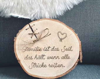 Family saying tree disc & seam Gift Birthday Mother's Day Father's Day Wedding Christmas Mom Dad Grandma Grandpa Grandparents Parents