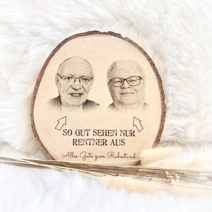 Photo on wooden disc for pensioners retirement farewell gift for retirement grandma grandpa colleague birthday with saying  personalized