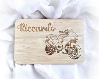 Planche de petit-déjeuner planche moto Pâques enfants écolier garçons filles cadeau anniversaire fête des enfants cadeau de Noël personnalisé