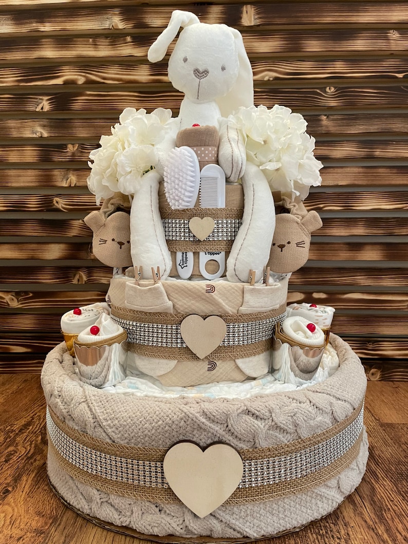 Napy Rabbit Rabbit Nappy Cake, Unisex Baby Shower Gift, Maternity Gift - Etsy Australia