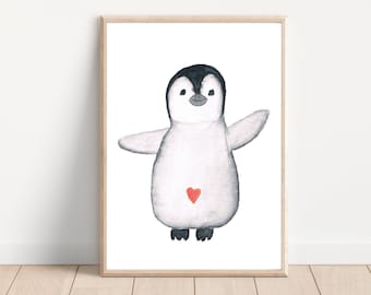 Poster penguin * children's room picture penguin * children's poster * baby girl boy baby room * gift birth baptism