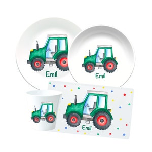 Children's crockery personalized * children's plate tractor * children's cup tractor * children's board * christening gift * first birthday gift