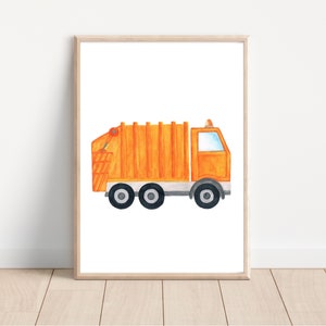 Poster Garbage Collection * Picture Garbage Truck Children's Room * A3 and A4 * Children's Room Picture Boy * Garbage Truck * Vehicles Poster * Poster Boys' Room
