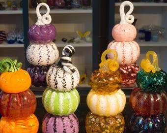 Hand-Blown Pumpkin Stack Decor: Multiple Color Options. | High Gravity Glassworks.