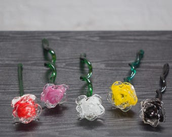Hot Sculpted Glass Rose | High Gravity Glassworks