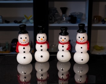 Handblown and Sculpted, Glow-In-The-Dark Snowmen | High Gravity Glassworks