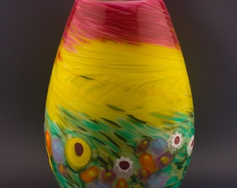 Hand-Blown Glass Vase: Flower Murrine Color Application | High Gravity Glassworks.