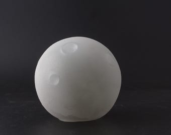 Blown and Sculpted, Glow-in-the-dark Moon Paperweight, Textured Color Application | High Gravity Glassworks.