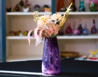 Hand-Blown Glass Vase: Multi-Purple Mix, Feathered Color Application | High Gravity Glassworks.