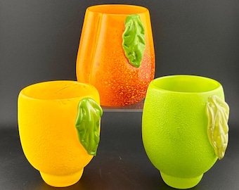 Hand-Blown Fruit Glasses: Lemon, Lime, Peach - Artisan Drinkware | High Gravity Glassworks
