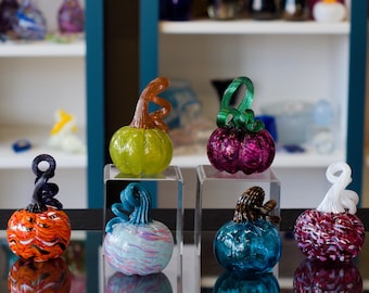 Handblown Glass Mini Pumpkin | Artisan Fall Decor, Multi-Color Options | High Gravity Glassworks