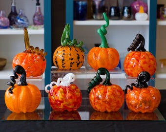 Handblown Orange Glass Pumpkins | Artisan Fall Pumpkins by High Gravity Glassworks