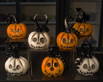 Handblown and Sculpted Glass Jack-O'-Lantern Pumpkins | High Gravity Glassworks