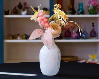 Hand-Blown Glass Vase: Multi-White, Feathered Color Application | High Gravity Glassworks.