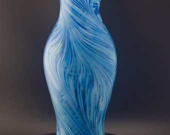 Hand-Blown Glass Vase: Multi-Blue Mix, Feathered Color Application | High Gravity Glassworks.