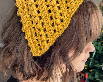 Crochet Hair Bandana, Handmade Hair Bandana, Hair Accessories, Boho Hair Accessories