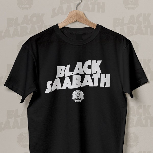 Saab Black Saabath T-Shirt, crew neck, short sleeve