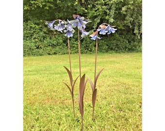 Bluebell Stake Ornament / 1 Blue Flower Garden Decor Birthday Gifts Gardener Gardening