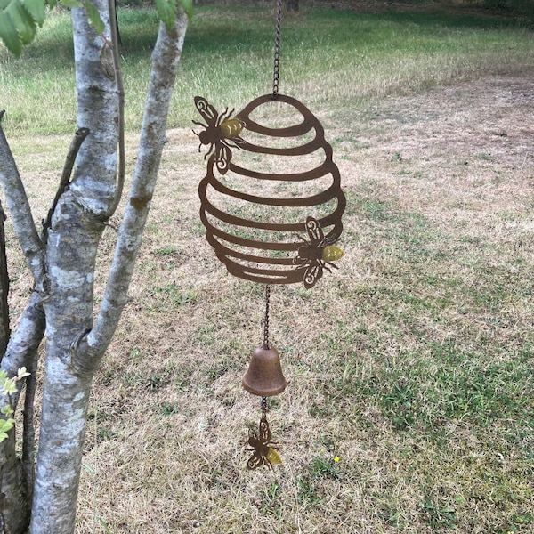 Beehive Wind Chime / Bumble Bee Ornament Garden Decor Birthday Gifts Gardener Gardening