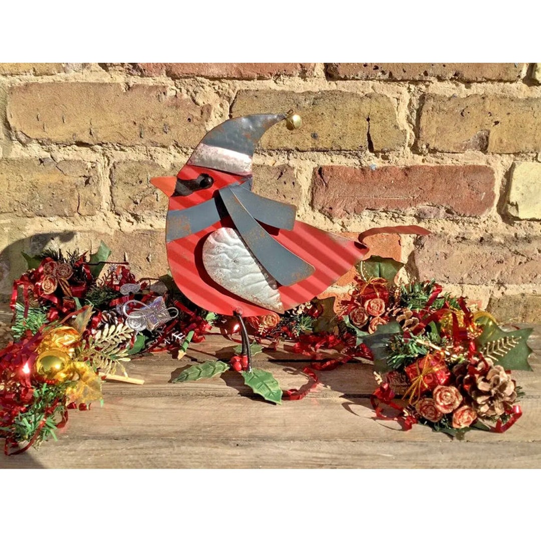 Red Robin Christmas Decoration Mistletoe Home Garden Decor Etsy UK