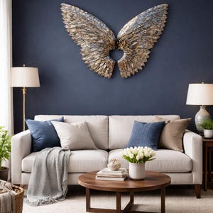 Angel Wings Wall Art / Silver Hanging Garden Ornament Home Decor Gardening Gardener Birthday Gifts