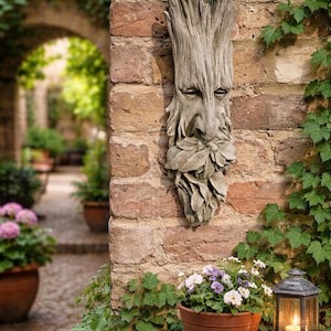 Stone Green Man Ornament / Wall Art Garden Decor Statue Birthday Gifts Gardener Gardening