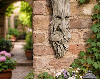 Stone Green Man Ornament / Wall Art Garden Decor Statue Birthday Gifts Gardener Gardening