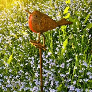 Estaca de metal para jardín de petirrojos / Los petirrojos aparecen cuando sus seres queridos están cerca