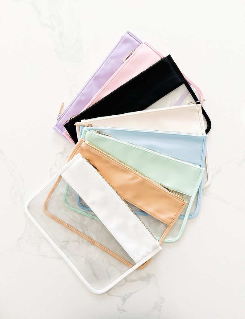 NYLON FLAT POUCH Clear Personalized Travel Pouch Purse Pouch Etsy