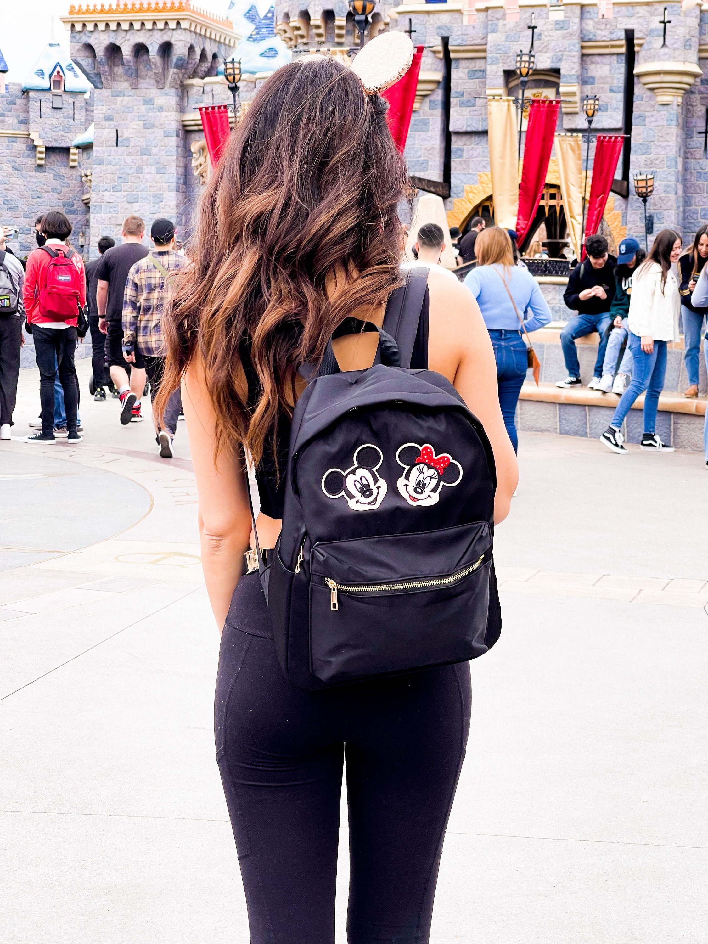 Black Nylon Backpack Gold Hardware Disney Backpack Stoney 