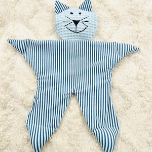 Cuddly comforter in a cute cat motif, comforter baby, comforter made of waffle piqué and cotton, handmade gift for birth