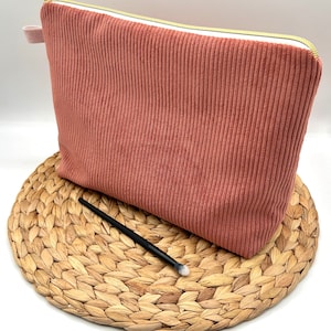Große Kosmetiktasche aus Cord, Kosmetikbeutel, Kosmetiktasche, Schminke, Aufbewahrung, Kulturtasche, Kulturbeutel, Hygienetasche